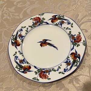 Vintage George Jones & sons, Crescent Ivory “Golden Pheasant” Birks plate, blue